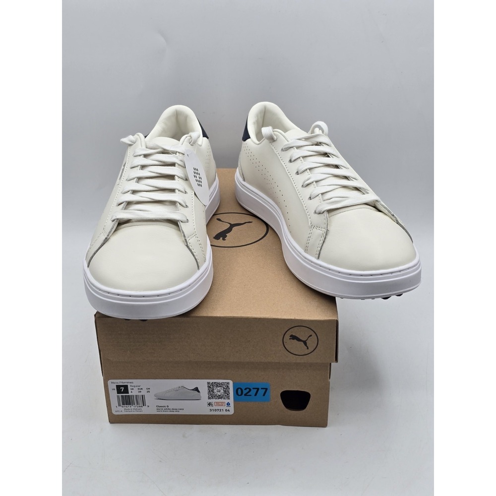 Puma Classic G 310721-04 Puma White /Navy Men Spikeless Golf Shoes Sz 7 NIB